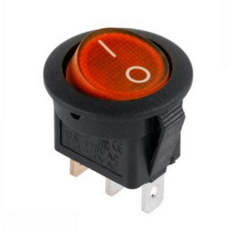 LLAVE TECLA SIMPLE ON-OFF 6A 250V REDONDA C/LUZ