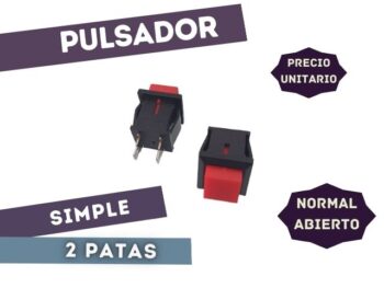 PULSADOR NA SIMPLE 1A 250V 14X14mm ROJO