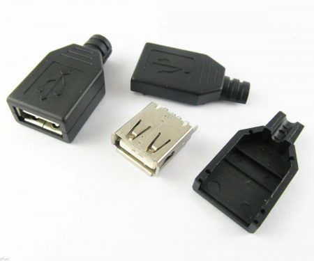 CONECTOR USB TIPO A" HEMBRA p/CABLE CON CARCAZA PLASTICA 5#"