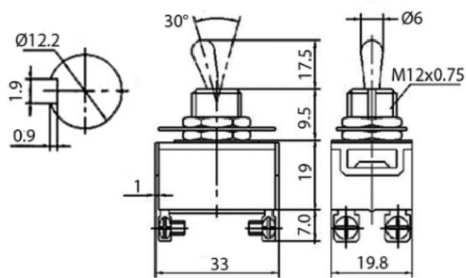 LLAVE PALANCA DOBLE ON-OFF 10A 250V