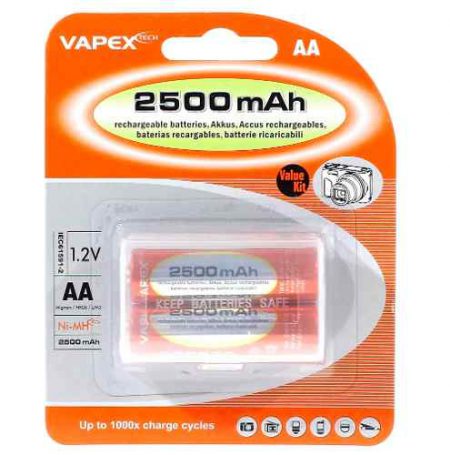 PILA AA- RECARGABLE BLISTER X 2 VAPEX NI-MH 2500 mAh