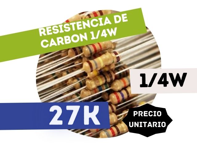 CR25 RESISTENCIA 27K 1/4W CARBON 5%