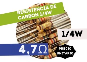 CR25 RESISTENCIA 4E7 1/4W CARBON 5%