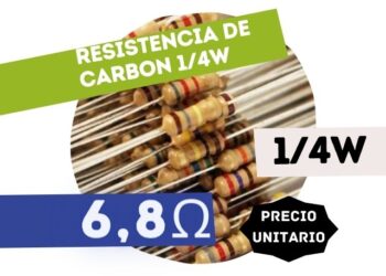 CR25 RESISTENCIA 6E8 1/4W CARBON 5%