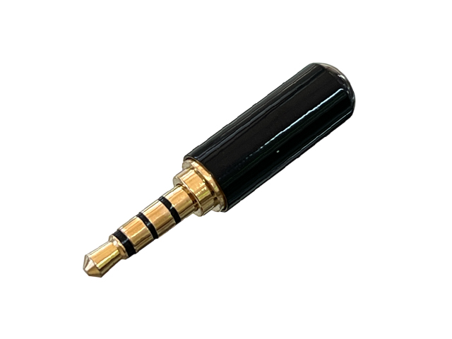 CONECTOR PLUG 3.5mm 4 CONTACTOS PARA CABLE NEGRO METALICO CUERPO REDUCIDO