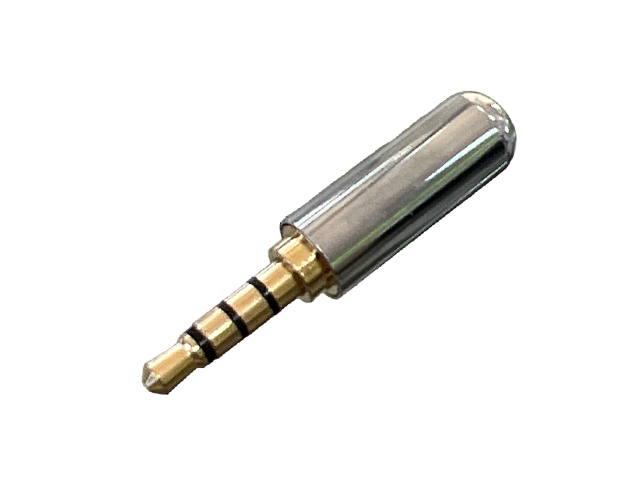 CONECTOR PLUG 3.5mm 4 CONTACTOS PARA CABLE PLATA METALICO CUERPO REDUCIDO