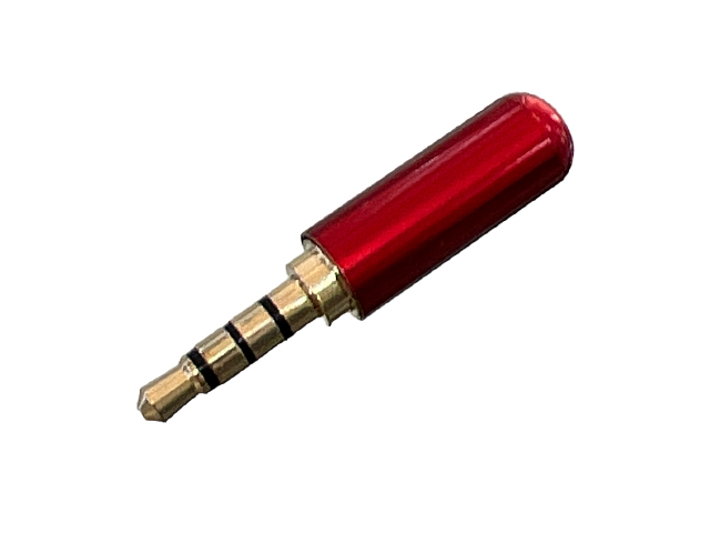 CONECTOR PLUG 3.5mm 4 CONTACTOS PARA CABLE ROJO METALICO CUERPO REDUCIDO