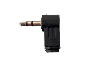 CONECTOR PLUG 3.5mm STEREO PARA CABLE A 90° PLASTICO