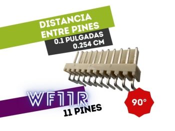 CONECTOR MACHO 11 VIAS 90° PARA CIRCUITO IMPRESO P/HU 0.1"