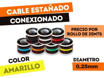 ROLLO DE CABLE ESTAÑADO AMARILLO x 25 METROS P/CONEXIONADO 1X0,25mm