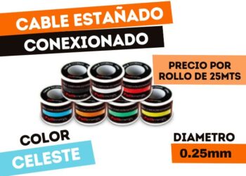 ROLLO DE CABLE ESTAÑADO "CELESTE" x 25 METROS P/CONEXIONADO 1X0,25mm