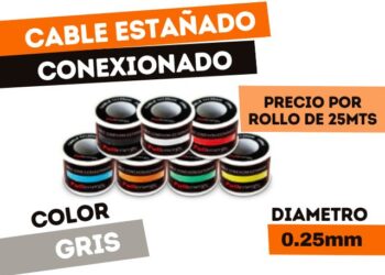 ROLLO DE CABLE ESTAÑADO "GRIS" x 25 METROS P/CONEXIONADO 1X0,25mm