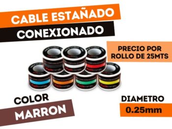 ROLLO DE CABLE ESTAÑADO "MARRON" x 25 METROS P/CONEXIONADO 1X0,25mm