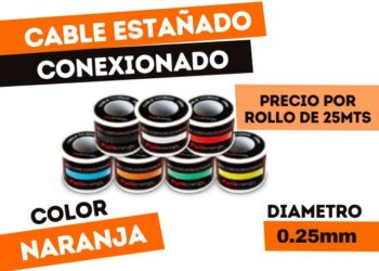 ROLLO DE CABLE ESTAÑADO "NARANJA" x 25 METROS P/CONEXIONADO 1X0,25mm