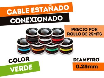 ROLLO DE CABLE ESTAÑADO "VERDE" x 25 METROS P/CONEXIONADO 1X0,25mm