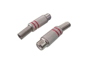 CONECTOR JACK RCA ROJO METALICO CON RESORTE 6.5mm