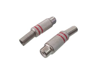 CONECTOR JACK RCA ROJO METALICO CON RESORTE 6.5mm