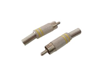 CONECTOR PLUG RCA AMARILLO METALICO CON RESORTE 6.5mm
