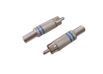 CONECTOR PLUG RCA AZUL METALICO CON RESORTE 6.5mm