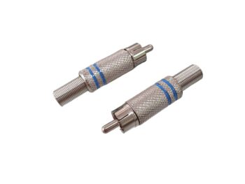 CONECTOR PLUG RCA AZUL METALICO CON RESORTE 6.5mm