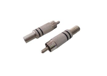 CONECTOR PLUG RCA NEGRO METALICO CON RESORTE 6.5mm