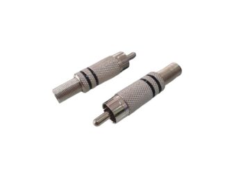 CONECTOR PLUG RCA NEGRO METALICO CON RESORTE 6.5mm