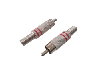 CONECTOR PLUG RCA ROJO METALICO CON RESORTE 6.5mm