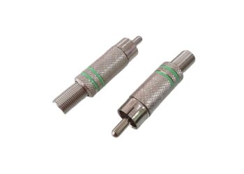 CONECTOR PLUG RCA VERDE METALICO CON RESORTE 6.5mm