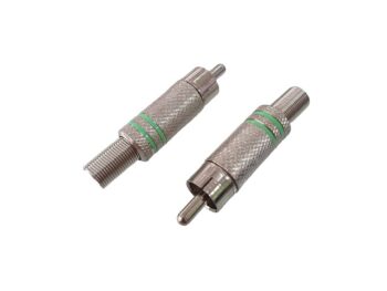 CONECTOR PLUG RCA VERDE METALICO CON RESORTE 6.5mm